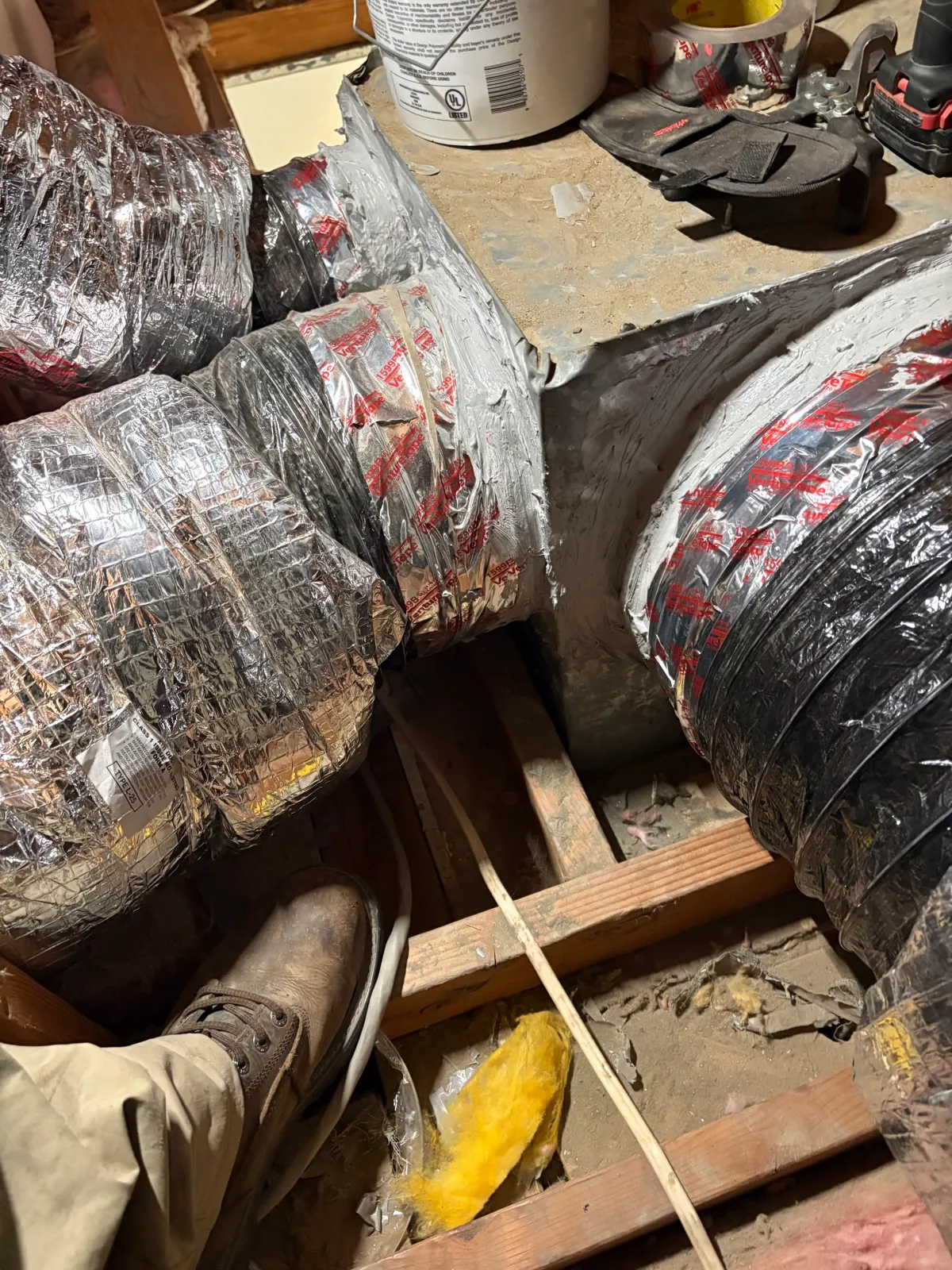 Sealed and foil-taped duct joints finished by Abundant Air, Coachella Valley